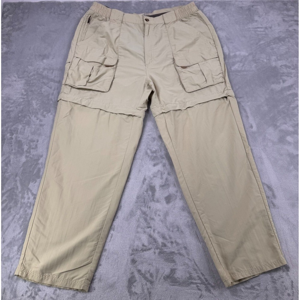 L.L. Bean Convertible Cargo Pants Men's Large Reg Beige Nylon Hiking Outdoor